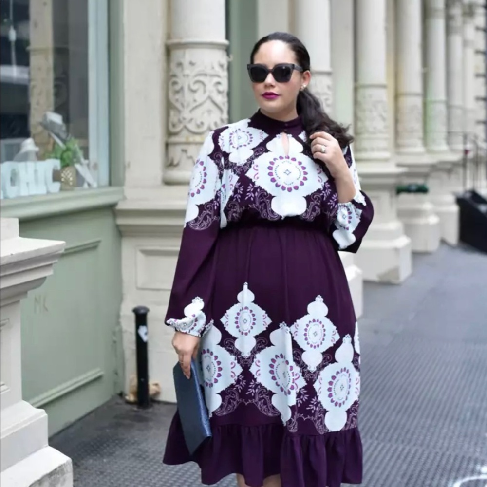 Girl With Curves x Lane Bryant purple patterned dress, size 18
